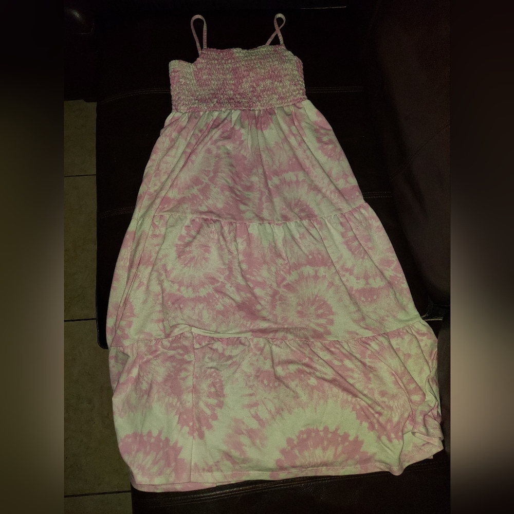 Girls Pink Tie Dye Dress